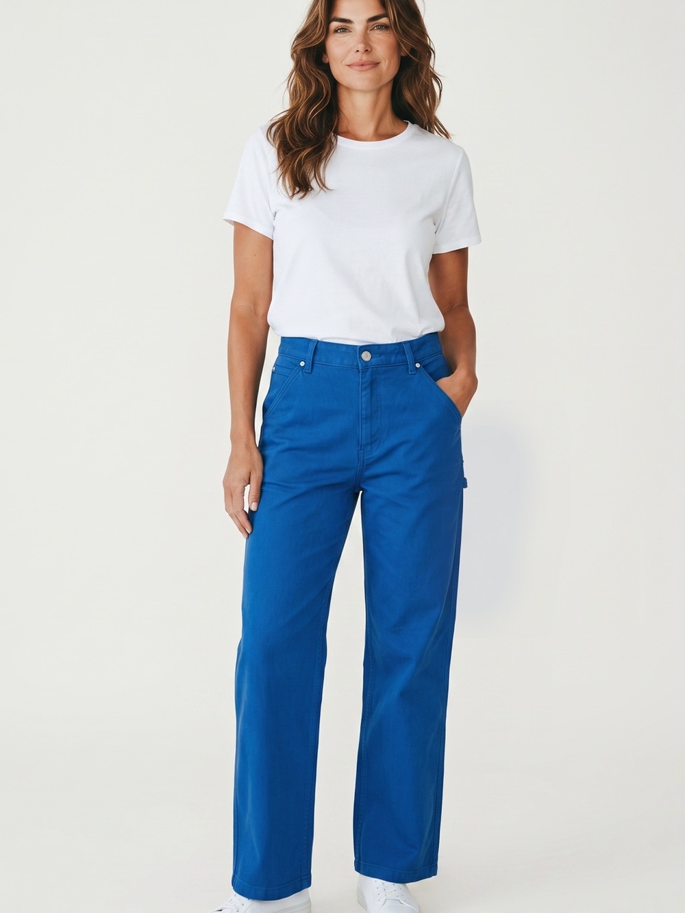 refuge cobalt blue Straight Leg High-Rise Jeans 97% cotton